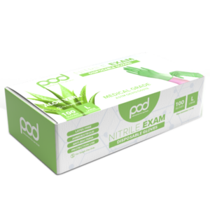 POD Aloe Vera Examination Nitrile Gloves, Chemo Rated, 100pcs/box