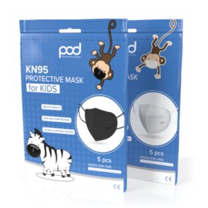 POD KN95 Kids Face Masks, Black, 50 pcs